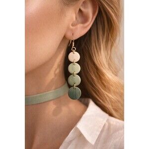 Sage Green Dangle Earrings | Minimalist Polymer Clay | Gold Lightweight Gift